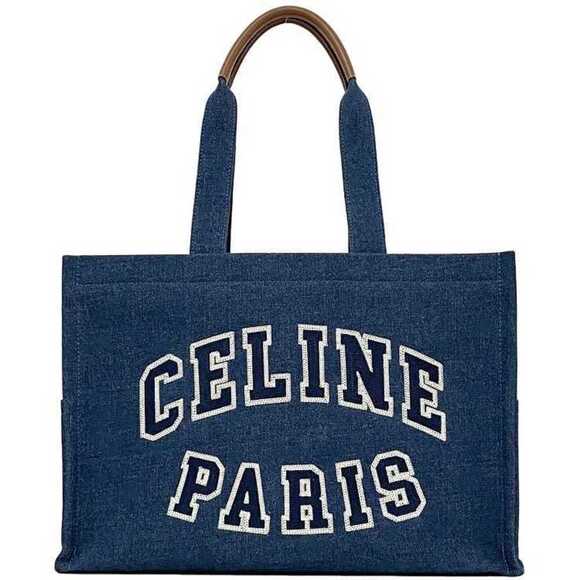 CELINE Blue Leather Tote Bag - Picture 1 of 11